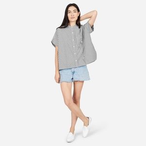 Everlane Collarless Striped Shirt